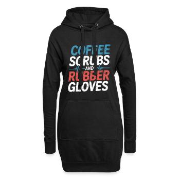 Gommage à café et gants en caoutchouc - Sweat-shirt à capuche long Femme - noir - Devant