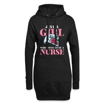 Nur eine Frau, die Krankenschwester liebt - Hoodie-Kleid - Schwarz - Vorne