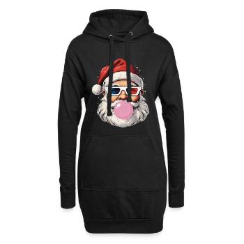 Père Noël Lunettes 3D Chewing Gum Cadeau Noël Xmas - Sweat-shirt à capuche long Femme - noir - Devant