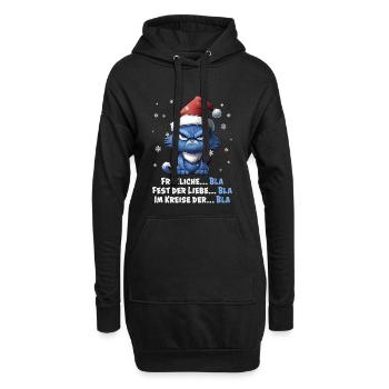 Ich hasse Weihnachten - Grummelige Blaue Katze - Sweat-shirt à capuche long Femme - noir - Devant