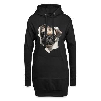 Mops - Hoodie-Kleid - Schwarz - Vorne