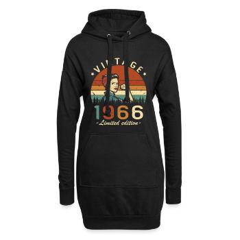 1966 Vintage-Retro-Geburtstagsgeschenk für die Ehefrau - Hoodie-Kleid - Schwarz - Vorne