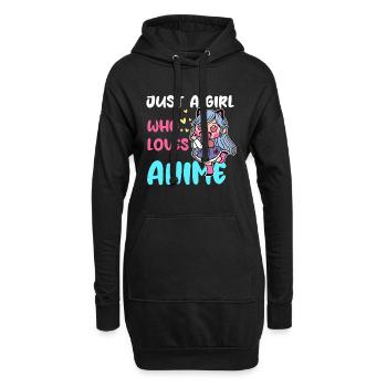 Mädchen liebt Anime Chibi - Hoodie-Kleid - Schwarz - Vorne