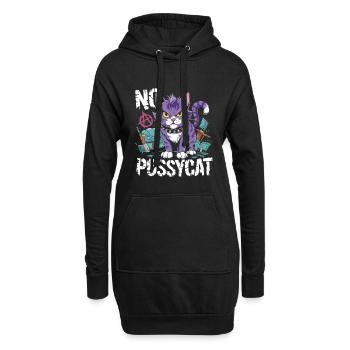 Rebellische Katze No Pussycat Design - Hoodie-Kleid - Schwarz - Vorne