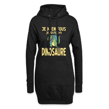 Ist mir egal, ich bin ein Dinosaurier Humor - Hoodie-Kleid - Schwarz - Vorne