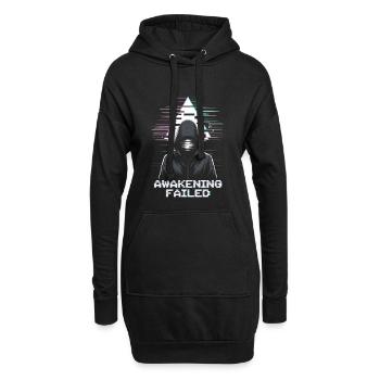 Glitch-Hacker mit „Awakening Failed“ Look - Hoodie-Kleid - Schwarz - Vorne