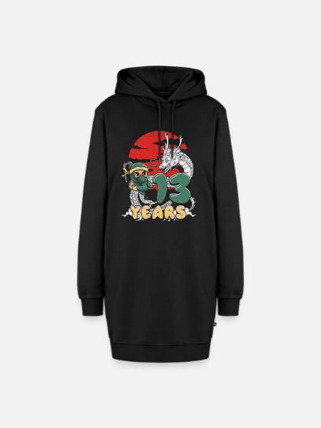 Ninja Drache Jubiläum - Hoodie-Kleid - Schwarz
