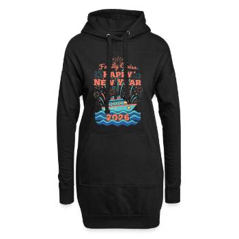 Croisière en famille Bonne année 2026 Feux d’artifice - Sweat-shirt à capuche long Femme - noir - Devant