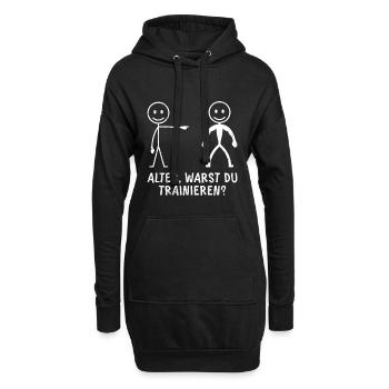 Fitnessstudio ALTER WARST DU TRAINIERT LUSTIG - Hoodie-Kleid - Schwarz - Vorne