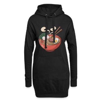 Ramen bowl, nouilles et œufs - Sweat-shirt à capuche long Femme - noir - Devant