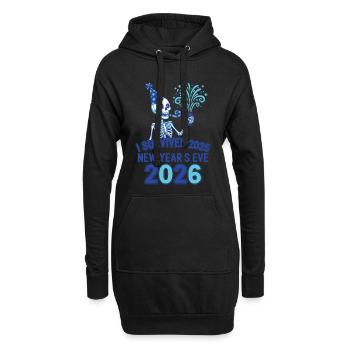 Ich habe die Silvesterparty 2025 überlebt - Hoodie-Kleid - Schwarz - Vorne