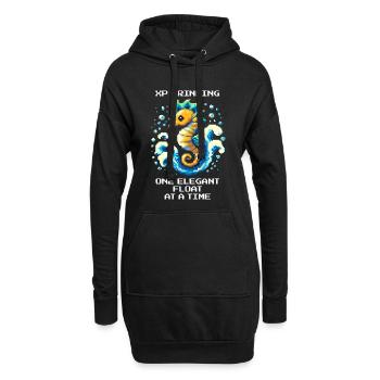 XP-Grind: elegant treiben lassen | Seepferdchen - Hoodie-Kleid - Schwarz - Vorne