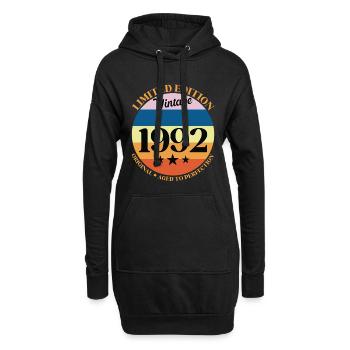 1992 Anniversaire Vintage Cadeau d'Anniversaire 92 - Sweat-shirt à capuche long Femme - noir - Devant