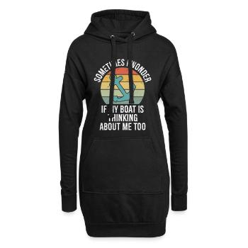 Parfois, je me demande si mon bateau pense à moi - Sweat-shirt à capuche long Femme - noir - Devant