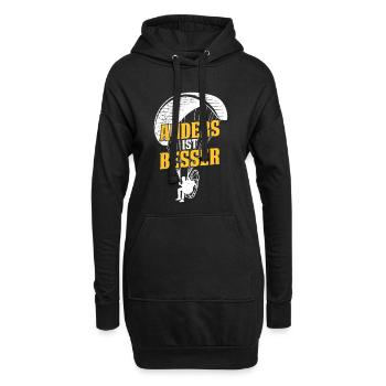 Gleitschirmflieger ANDERS IST BESSER Lustiges - Hoodie-Kleid - Schwarz - Vorne