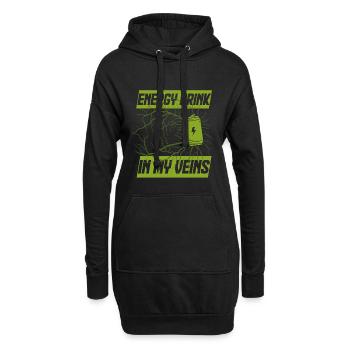 Boisson énergisante dans mes veines - Sweat-shirt à capuche long Femme - noir - Devant