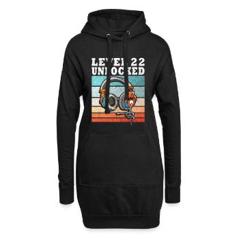 Level 22 Freigeschaltet - Hoodie-Kleid - Schwarz - Vorne