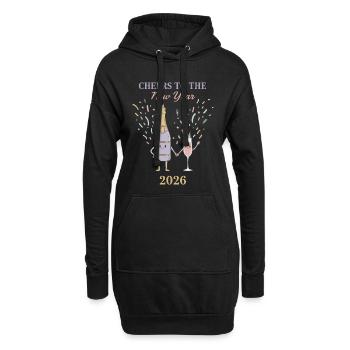 Prost auf die Neujahrsfeier 2026 - Hoodie-Kleid - Schwarz - Vorne