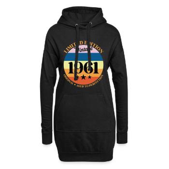 1961 Anniversaire Vintage Cadeau d'Anniversaire 61 - Sweat-shirt à capuche long Femme - noir - Devant