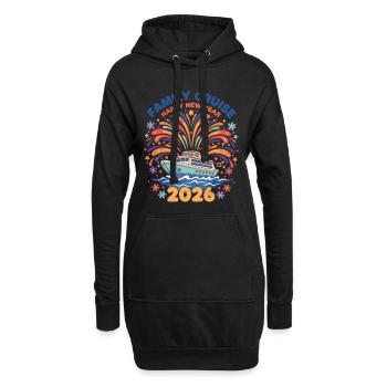 Familienkreuzfahrt Frohes neues Jahr 2026 Feuerwerk - Hoodie-Kleid - Schwarz - Vorne