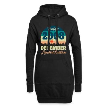 Anniversaire Décembre 2008 Cadeau D'anniversaire  - Sweat-shirt à capuche long Femme - noir - Devant