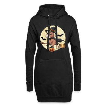 Mignonne Sorcière Cheval Poney d’Halloween - Sweat-shirt à capuche long Femme - noir - Devant