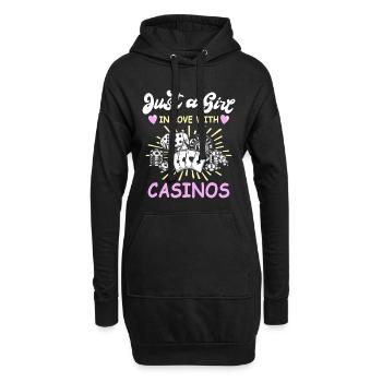 Casino Spieler Gambling - Hoodie-Kleid - Schwarz - Vorne