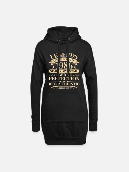 Anniversaire vintage 1986 - Sweat-shirt à capuche long Femme - noir