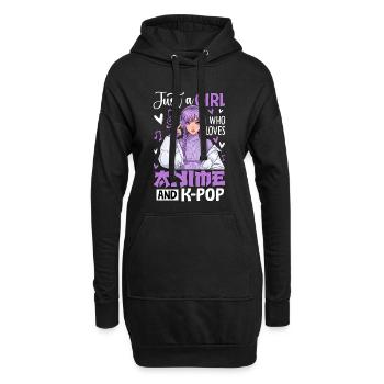 Just A Girl Who Loves Anime And K-Pop - Hoodie-Kleid - Schwarz - Vorne