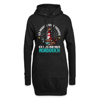 Nordsee BRAUCH KEINE THERAPIE MUSS NACH NORDDEICH - Hoodie-Kleid - Schwarz - Vorne