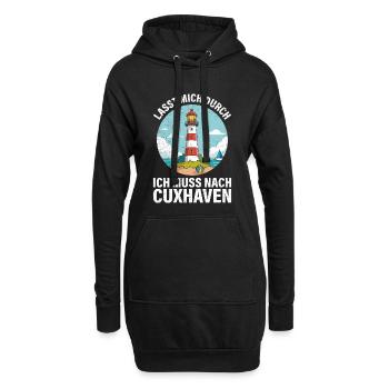 Nordsee Urlaub ICH MUSS NACH CUXHAVEN Lustiges - Hoodie-Kleid - Schwarz - Vorne