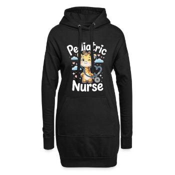 Pädiatrische Giraffe mit Stethoskop - Hoodie-Kleid - Schwarz - Vorne
