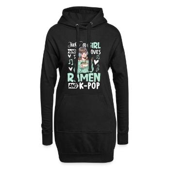 Juste une fille qui adore les ramen et la K-pop - Sweat-shirt à capuche long Femme - noir - Devant