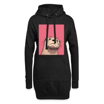 Urteilende Otter-Illustration – Lustige Tierkunst D - Hoodie-Kleid - Schwarz - Vorne