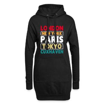Mer du Nord LONDRES NEW YORK PARIS TOKYO CUXHAVEN - Sweat-shirt à capuche long Femme - noir - Devant