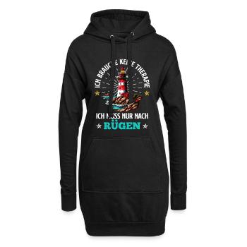Ostsee BRAUCH KEINE THERAPIE BRAUCH NUR RÜGEN - Hoodie-Kleid - Schwarz - Vorne