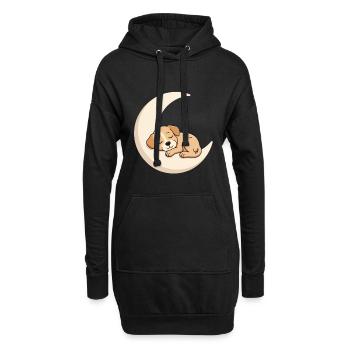Mondkuschelhund im Schlaf - Hoodie-Kleid - Schwarz - Vorne