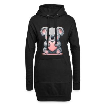 Kuschelkoala mit Herz - Hoodie-Kleid - Schwarz - Vorne