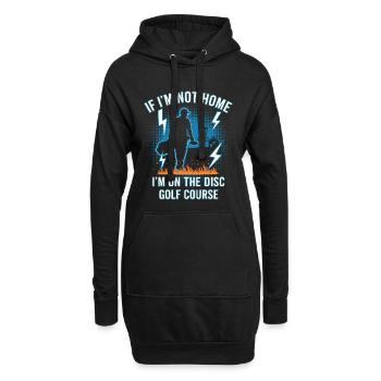 Wenn ich nicht zu Hause bin, bin ich auf dem Disc Golf Course - Hoodie-Kleid - Schwarz - Vorne