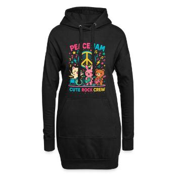 Peace jam rock crew, süße band - Hoodie-Kleid - Schwarz - Vorne