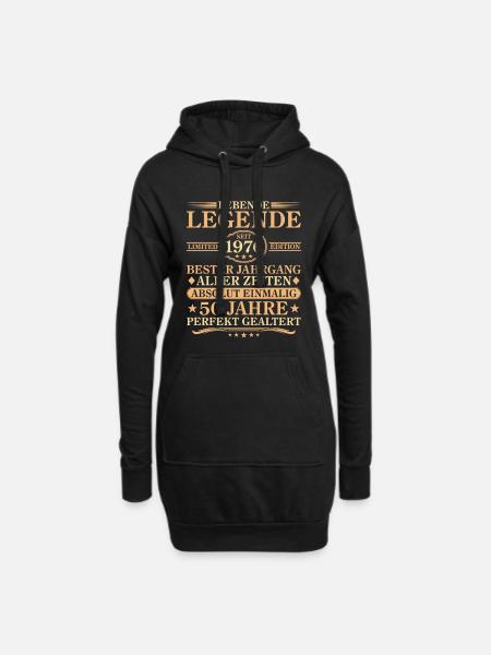 Anniversaire né en 1976 50 ans - Sweat-shirt à capuche long Femme - noir