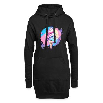 glace - Sweat-shirt à capuche long Femme - noir - Devant