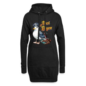 Ostsee Urlaub AHOI RÜGEN Lustiges - Hoodie-Kleid - Schwarz - Vorne