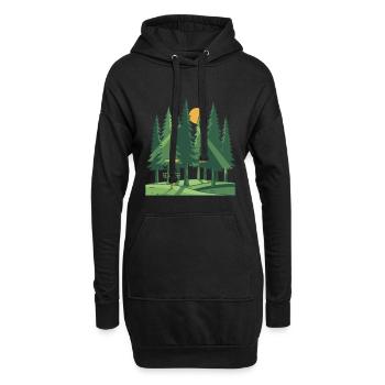 Disc Golf Forêt Coucher de soleil Scène du panier volant à disque - Sweat-shirt à capuche long Femme - noir - Devant