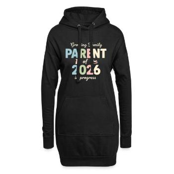 Famille en croissance – Parent de 2026 - Sweat-shirt à capuche long Femme - noir - Devant