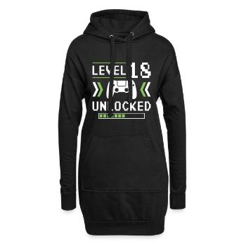 18. Geburtstag Gamer Zocker Level 18 Unlocked - Hoodie-Kleid - Schwarz - Vorne