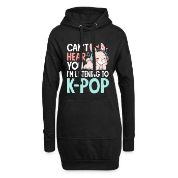 Je ne t’entends pas en écoutant de la K-Pop - Sweat-shirt à capuche long Femme - noir - Devant