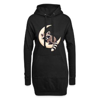 Mondraccoon auf der Sichel - Hoodie-Kleid - Schwarz - Vorne