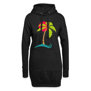 Les palmiers se couchent au coucher du soleil - Sweat-shirt à capuche long Femme - noir - Devant