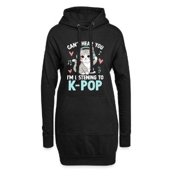 Je ne t’entends pas en écoutant de la K Pop - Sweat-shirt à capuche long Femme - noir - Devant